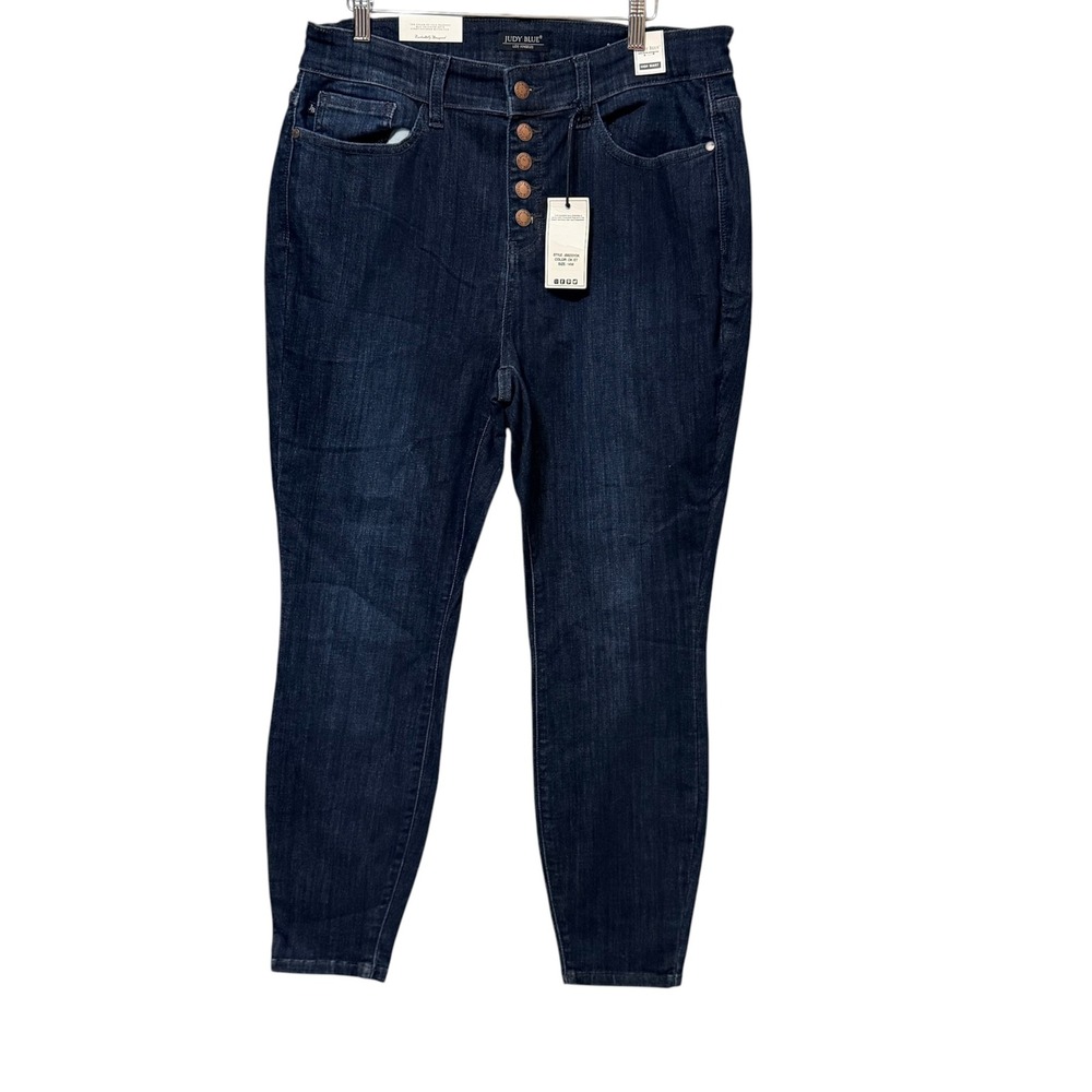 Judy Blue High Waist Skinny Jeans Dark Wash 5 Button Fly 14W JB82331DK-PL
